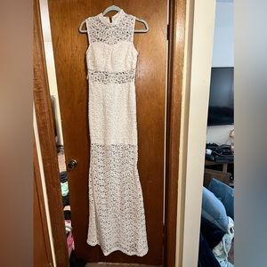 White lace floor length dress Size M